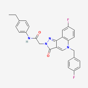 molecular formula C27H22F2N4O2 B2645916 N-(4-ethylphenyl)-2-{8-fluoro-5-[(4-fluorophenyl)methyl]-3-oxo-2H,3H,5H-pyrazolo[4,3-c]quinolin-2-yl}acetamide CAS No. 950347-95-2