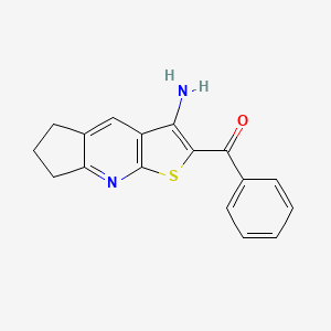 molecular formula C17H14N2OS B2645918 (3-amino-6,7-dihydro-5H-cyclopenta[b]thieno[3,2-e]pyridin-2-yl)(phenyl)methanone CAS No. 166113-88-8