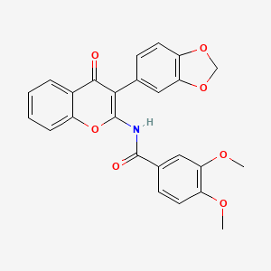 molecular formula C25H19NO7 B2645928 N-[3-(2H-1,3-benzodioxol-5-yl)-4-oxo-4H-chromen-2-yl]-3,4-dimethoxybenzamide CAS No. 883953-99-9