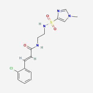 molecular formula C15H17ClN4O3S B2645930 (2E)-3-(2-chlorophenyl)-N-[2-(1-methyl-1H-imidazole-4-sulfonamido)ethyl]prop-2-enamide CAS No. 1799002-71-3