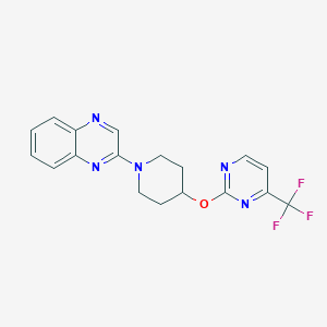 molecular formula C18H16F3N5O B2645964 2-(4-{[4-(Trifluoromethyl)pyrimidin-2-yl]oxy}piperidin-1-yl)quinoxaline CAS No. 2380078-07-7