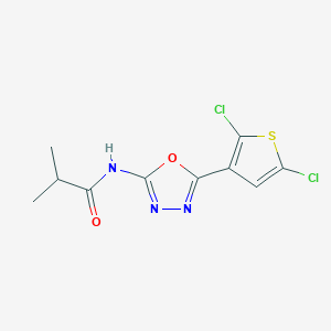 molecular formula C10H9Cl2N3O2S B2646000 N-[5-(2,5-dichlorothiophen-3-yl)-1,3,4-oxadiazol-2-yl]-2-methylpropanamide CAS No. 1171925-51-1