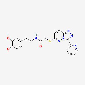 molecular formula C22H22N6O3S B2646006 N-(3,4-dimethoxyphenethyl)-2-((3-(pyridin-2-yl)-[1,2,4]triazolo[4,3-b]pyridazin-6-yl)thio)acetamide CAS No. 868967-84-4