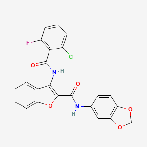 molecular formula C23H14ClFN2O5 B2646055 N-(2H-1,3-benzodioxol-5-yl)-3-(2-chloro-6-fluorobenzamido)-1-benzofuran-2-carboxamide CAS No. 872613-01-9