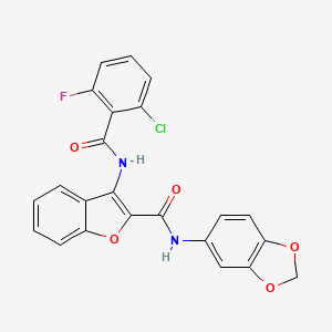 N-(benzo[d][1,3]dioxol-5-yl)-3-(2-chloro-6-fluorobenzamido)benzofuran-2-carboxamide