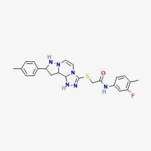 N-(3-fluoro-4-methylphenyl)-2-{[11-(4-methylphenyl)-3,4,6,9,10-pentaazatricyclo[7.3.0.0^{2,6}]dodeca-1(12),2,4,7,10-pentaen-5-yl]sulfanyl}acetamide