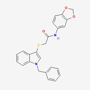 molecular formula C24H20N2O3S B2646075 N-(2H-1,3-benzodioxol-5-yl)-2-[(1-benzyl-1H-indol-3-yl)sulfanyl]acetamide CAS No. 681273-68-7