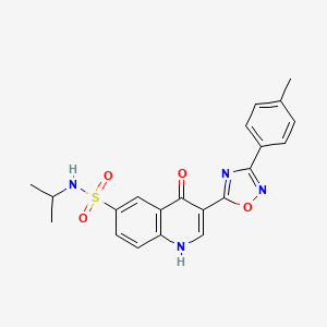 molecular formula C21H20N4O4S B2646087 N-isopropyl-4-oxo-3-(3-(p-tolyl)-1,2,4-oxadiazol-5-yl)-1,4-dihydroquinoline-6-sulfonamide CAS No. 1029768-04-4