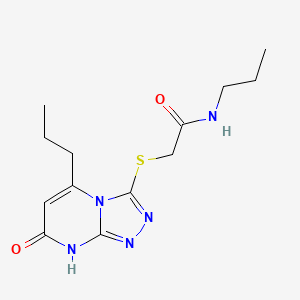 molecular formula C13H19N5O2S B2646090 2-((7-oxo-5-propyl-7,8-dihydro-[1,2,4]triazolo[4,3-a]pyrimidin-3-yl)thio)-N-propylacetamide CAS No. 895005-83-1