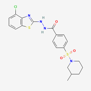 molecular formula C20H21ClN4O3S2 B2646095 N'-(4-chlorobenzo[d]thiazol-2-yl)-4-((3-methylpiperidin-1-yl)sulfonyl)benzohydrazide CAS No. 851979-30-1