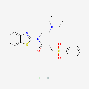 N-(2-(diethylamino)ethyl)-N-(4-methylbenzo[d]thiazol-2-yl)-3-(phenylsulfonyl)propanamide hydrochloride