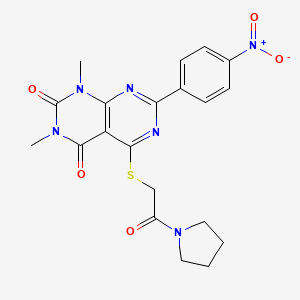 1,3-dimethyl-7-(4-nitrophenyl)-5-((2-oxo-2-(pyrrolidin-1-yl)ethyl)thio)pyrimido[4,5-d]pyrimidine-2,4(1H,3H)-dione
