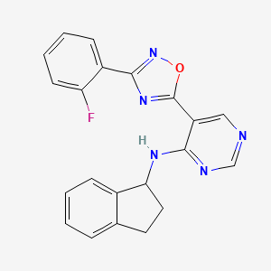 N-(2,3-dihydro-1H-inden-1-yl)-5-[3-(2-fluorophenyl)-1,2,4-oxadiazol-5-yl]pyrimidin-4-amine