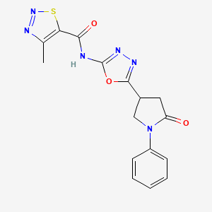 4-methyl-N-(5-(5-oxo-1-phenylpyrrolidin-3-yl)-1,3,4-oxadiazol-2-yl)-1,2,3-thiadiazole-5-carboxamide