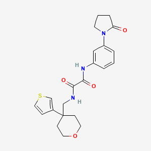 molecular formula C22H25N3O4S B2646129 N-[3-(2-oxopyrrolidin-1-yl)phenyl]-N'-{[4-(thiophen-3-yl)oxan-4-yl]methyl}ethanediamide CAS No. 2320686-34-6