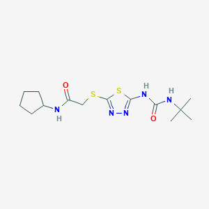 molecular formula C14H23N5O2S2 B2646132 2-[[5-(tert-butylcarbamoylamino)-1,3,4-thiadiazol-2-yl]sulfanyl]-N-cyclopentylacetamide CAS No. 886940-72-3