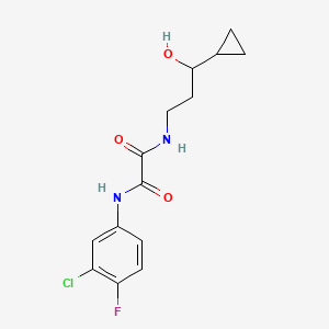 molecular formula C14H16ClFN2O3 B2646138 N1-(3-chloro-4-fluorophenyl)-N2-(3-cyclopropyl-3-hydroxypropyl)oxalamide CAS No. 1396791-92-6