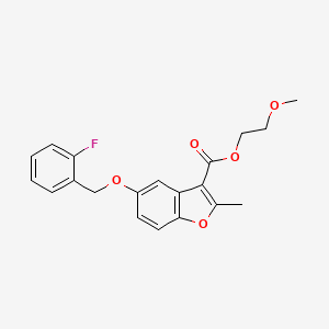 molecular formula C20H19FO5 B2646172 2-Methoxyethyl 5-[(2-fluorophenyl)methoxy]-2-methyl-1-benzofuran-3-carboxylate CAS No. 300674-49-1