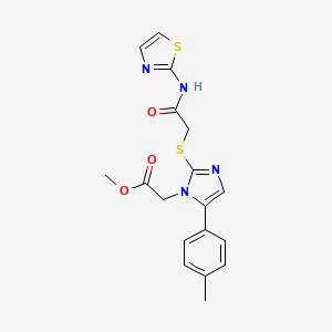 methyl 2-(2-((2-oxo-2-(thiazol-2-ylamino)ethyl)thio)-5-(p-tolyl)-1H-imidazol-1-yl)acetate