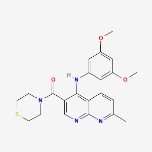 molecular formula C22H24N4O3S B2646194 N-(3,5-dimethoxyphenyl)-7-methyl-3-(thiomorpholine-4-carbonyl)-1,8-naphthyridin-4-amine CAS No. 1251702-84-7