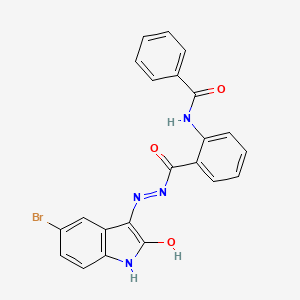 molecular formula C22H15BrN4O3 B2646202 N-(2-{N'-[(3Z)-5-bromo-2-oxo-2,3-dihydro-1H-indol-3-ylidene]hydrazinecarbonyl}phenyl)benzamide CAS No. 364052-49-3
