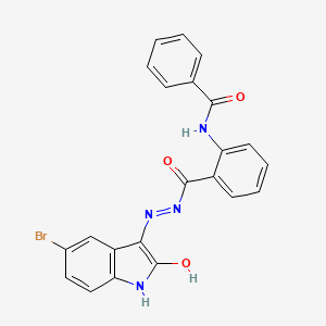 molecular formula C22H15BrN4O3 B2646202 N-[2-[[(5-bromo-2-oxoindol-3-yl)amino]carbamoyl]phenyl]benzamide CAS No. 364052-49-3