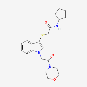 molecular formula C21H27N3O3S B2646270 N-cyclopentyl-2-((1-(2-morpholino-2-oxoethyl)-1H-indol-3-yl)thio)acetamide CAS No. 878053-76-0