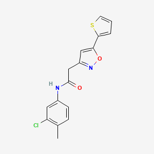 molecular formula C16H13ClN2O2S B2646289 N-(3-chloro-4-methylphenyl)-2-(5-(thiophen-2-yl)isoxazol-3-yl)acetamide CAS No. 946284-73-7