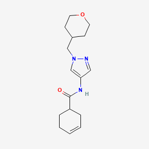 molecular formula C16H23N3O2 B2646321 N-{1-[(oxan-4-yl)methyl]-1H-pyrazol-4-yl}cyclohex-3-ene-1-carboxamide CAS No. 1706287-58-2