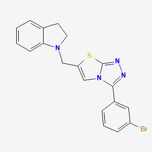 molecular formula C19H15BrN4S B2646324 3-(3-Bromophenyl)-6-(indolin-1-ylmethyl)thiazolo[2,3-c][1,2,4]triazole CAS No. 851081-07-7