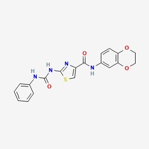 molecular formula C19H16N4O4S B2646326 N-(2,3-dihydro-1,4-benzodioxin-6-yl)-2-[(phenylcarbamoyl)amino]-1,3-thiazole-4-carboxamide CAS No. 955634-28-3