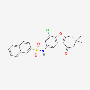 molecular formula C24H20ClNO4S B2646358 N-(4-chloro-7,7-dimethyl-9-oxo-6,7,8,9-tetrahydrodibenzo[b,d]furan-2-yl)naphthalene-2-sulfonamide CAS No. 441292-33-7
