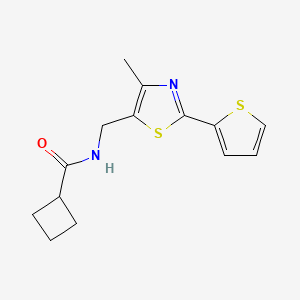 molecular formula C14H16N2OS2 B2646369 N-((4-methyl-2-(thiophen-2-yl)thiazol-5-yl)methyl)cyclobutanecarboxamide CAS No. 1421441-68-0