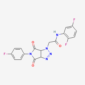 molecular formula C18H12F3N5O3 B2646381 N-(2,5-difluorophenyl)-2-[5-(4-fluorophenyl)-4,6-dioxo-1H,3aH,4H,5H,6H,6aH-pyrrolo[3,4-d][1,2,3]triazol-1-yl]acetamide CAS No. 1052606-25-3
