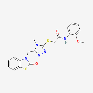 molecular formula C20H19N5O3S2 B2646399 N-(2-methoxyphenyl)-2-((4-methyl-5-((2-oxobenzo[d]thiazol-3(2H)-yl)methyl)-4H-1,2,4-triazol-3-yl)thio)acetamide CAS No. 847400-38-8