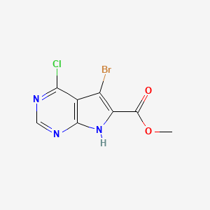 molecular formula C8H5BrClN3O2 B2646403 Methyl 5-bromo-4-chloro-7H-pyrrolo[2,3-d]pyrimidine-6-carboxylate CAS No. 2230807-37-9