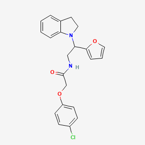 molecular formula C22H21ClN2O3 B2646427 2-(4-chlorophenoxy)-N-(2-(furan-2-yl)-2-(indolin-1-yl)ethyl)acetamide CAS No. 898432-49-0