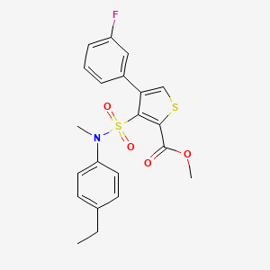 molecular formula C21H20FNO4S2 B2646436 Methyl 3-{[(4-ethylphenyl)(methyl)amino]sulfonyl}-4-(3-fluorophenyl)thiophene-2-carboxylate CAS No. 1984073-02-0