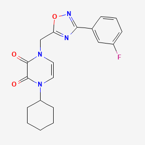 1-Cyclohexyl-4-[[3-(3-fluorophenyl)-1,2,4-oxadiazol-5-yl]methyl]pyrazine-2,3-dione