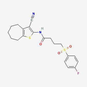 molecular formula C20H21FN2O3S2 B2646533 N-{3-cyano-4H,5H,6H,7H,8H-cyclohepta[b]thiophen-2-yl}-4-(4-fluorobenzenesulfonyl)butanamide CAS No. 941900-94-3