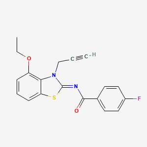 molecular formula C19H15FN2O2S B2646571 N-[(2Z)-4-ethoxy-3-(prop-2-yn-1-yl)-2,3-dihydro-1,3-benzothiazol-2-ylidene]-4-fluorobenzamide CAS No. 868376-99-2