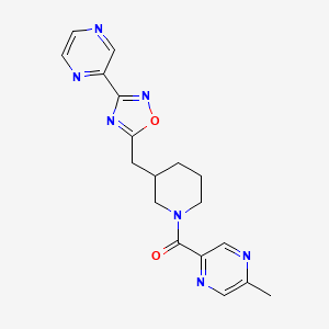 B2646576 (5-Methylpyrazin-2-yl)(3-((3-(pyrazin-2-yl)-1,2,4-oxadiazol-5-yl)methyl)piperidin-1-yl)methanone CAS No. 1705560-93-5