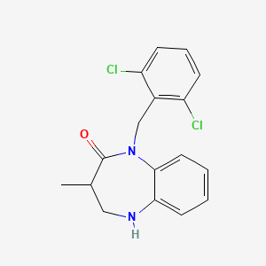 molecular formula C17H16Cl2N2O B2646589 1-[(2,6-dichlorophenyl)methyl]-3-methyl-2,3,4,5-tetrahydro-1H-1,5-benzodiazepin-2-one CAS No. 950398-65-9