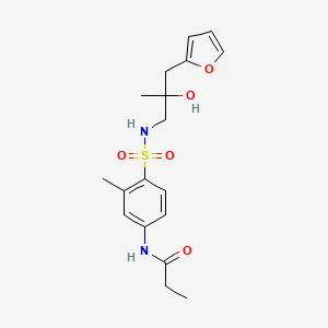 molecular formula C18H24N2O5S B2646620 N-(4-(N-(3-(furan-2-yl)-2-hydroxy-2-methylpropyl)sulfamoyl)-3-methylphenyl)propionamide CAS No. 1788833-12-4