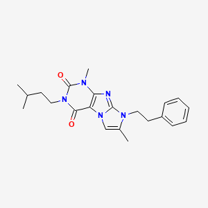 molecular formula C22H27N5O2 B2646623 3-isopentyl-1,7-dimethyl-8-phenethyl-1H-imidazo[2,1-f]purine-2,4(3H,8H)-dione CAS No. 899397-26-3