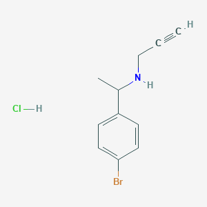molecular formula C11H13BrClN B2646636 N-[1-(4-Bromophenyl)ethyl]prop-2-yn-1-amine hydrochloride CAS No. 2387695-90-9