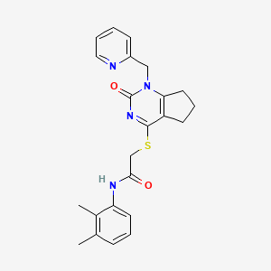 molecular formula C23H24N4O2S B2646705 N-(2,3-dimethylphenyl)-2-({2-oxo-1-[(pyridin-2-yl)methyl]-1H,2H,5H,6H,7H-cyclopenta[d]pyrimidin-4-yl}sulfanyl)acetamide CAS No. 946219-53-0
