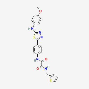 molecular formula C22H19N5O3S2 B2646734 N'-(4-{5-[(4-methoxyphenyl)amino]-1,3,4-thiadiazol-2-yl}phenyl)-N-[(thiophen-2-yl)methyl]ethanediamide CAS No. 1021059-78-8