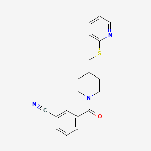 3-(4-((Pyridin-2-ylthio)methyl)piperidine-1-carbonyl)benzonitrile
