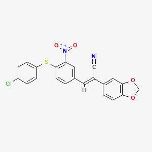 (Z)-2-(1,3-benzodioxol-5-yl)-3-[4-(4-chlorophenyl)sulfanyl-3-nitrophenyl]prop-2-enenitrile
